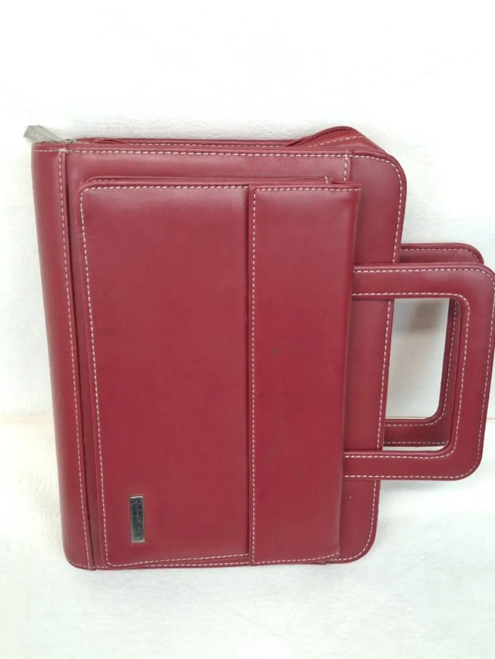 FRANKLIN COVEY Red 7 Ring Planner Binder With Handles Full Zip Read